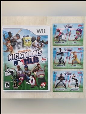 Nicktoons MLB Nintendo Wii Game & Exclusive Topps Cards Alex Rodriquez Baseball